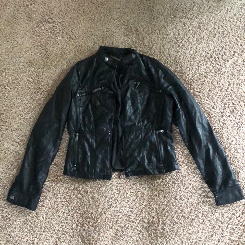 black leather jacket